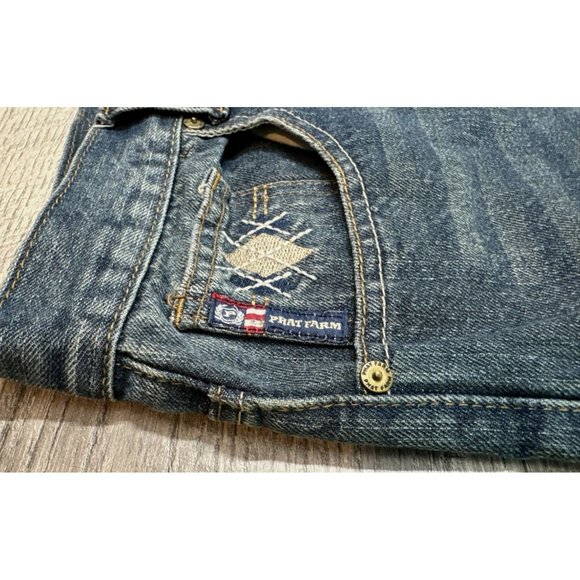 VTG Phat Farm Shorts Mens 38 Blue Denim Baggy Embroidered Hip Hop Y2K Jnco Style - Picture 3 of 12